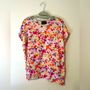 Anthropologie W5 Bright Floral Poly Blouse Medium